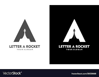 letter a template logo with rocket launch symbol