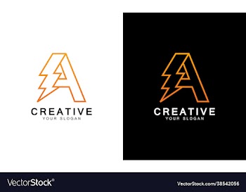letter a with thunder bolt lightning flash icon