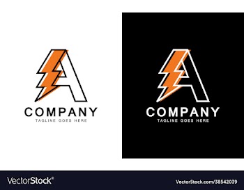 letter a with thunder bolt lightning flash icon i