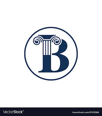 Letter b and law pillar logo design vector image