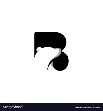 letter b logo forms negative space of bear head