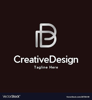 Letter b outline creative metallic logo vector image
