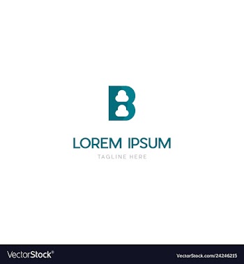 Letter b with cloud media design logo vector image