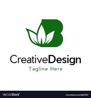Letter b with leaf naturally creative logo vector image
