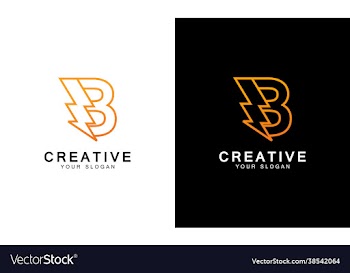 letter b with thunder bolt lightning flash icon