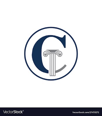 Letter c and law pillar logo design vector image