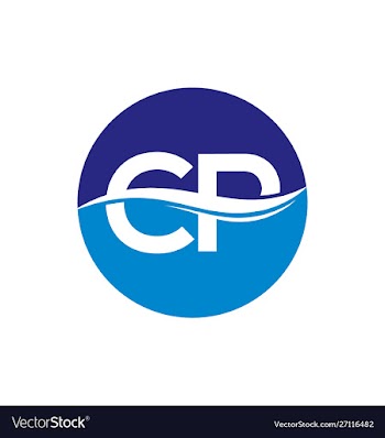 Letter c and p with wave on white background vector image