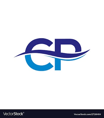 Letter c and p with wave on white background vector image