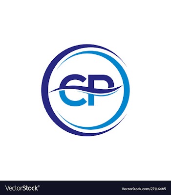Letter c and p with wave on white background vector image