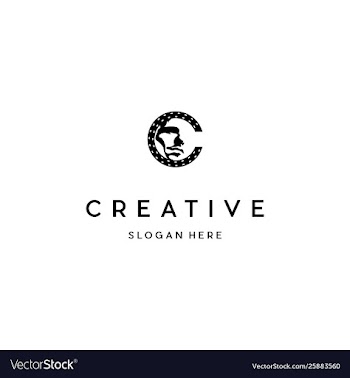 Letter c human film production logo design vector image