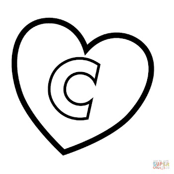 Letter C in Heart coloring page | Free Printable Coloring Pages