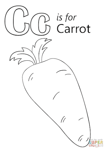 Letter C is for Carrot coloring page | Free Printable Coloring Pages