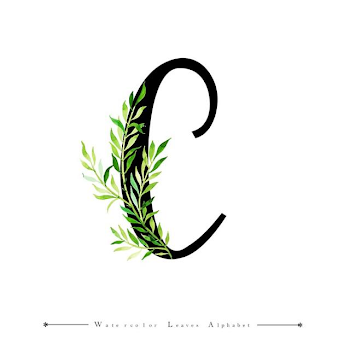 Letter C With Watercolor Leaves Background, Watercolor, Color ...