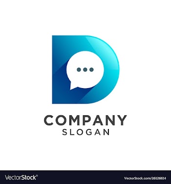 Letter d with chat bubbles logo design vector image
