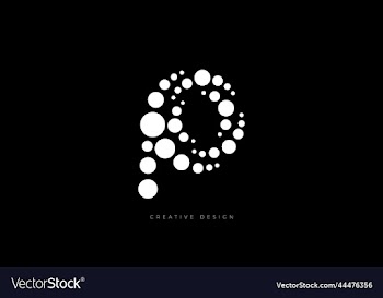 letter design p dot shape logo