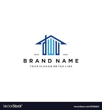 letter dwu home roof logo design and business card