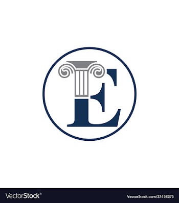 Letter e and law pillar logo design vector image
