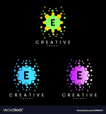 letter e dots logo set