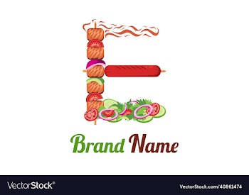 letter e food logo design template