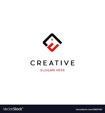 Letter e home logo design vector image