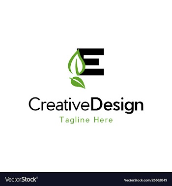 Letter e leaf naturally creative logo vector image