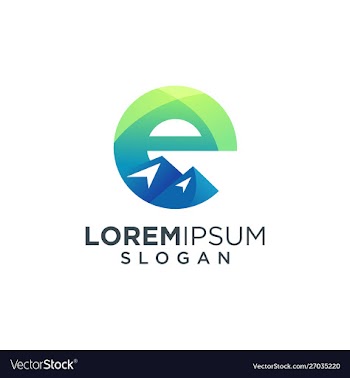 Letter e mountain logo design vector image