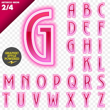 Letter English alphabet Font - Pink neon word 