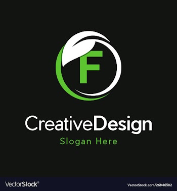 Letter f circle leaf creative business logo vector image