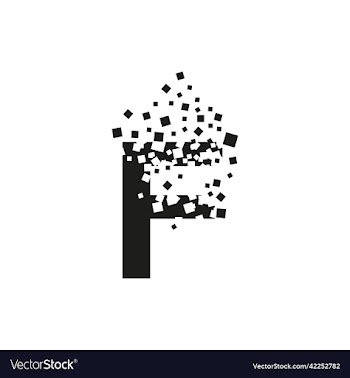letter f turns into a cloud of squares
