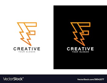 letter f with thunder bolt lightning flash icon