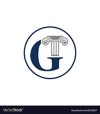 Letter g and law pillar logo design column logo vector image
