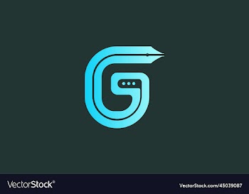 letter g chat and pen logo