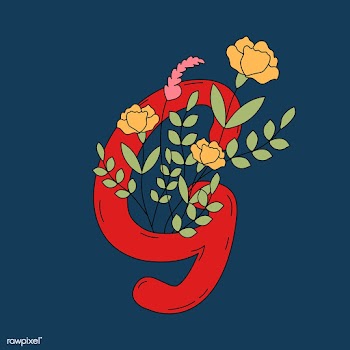 Letter G with leaves and flowers vector | Free stock vector - 487570