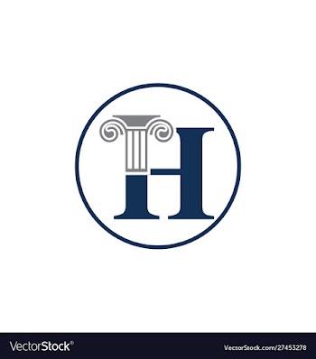 Letter h and law pillar logo design column logo vector image