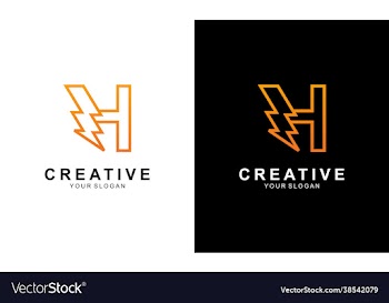 letter h with thunder bolt lightning flash icon