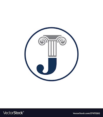 Letter j and law pillar logo design column logo vector image