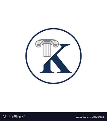 Letter k and law pillar logo design column logo vector image