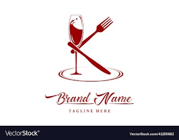 letter k food logo design template
