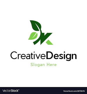 Letter k leaf naturally creative logo vector image