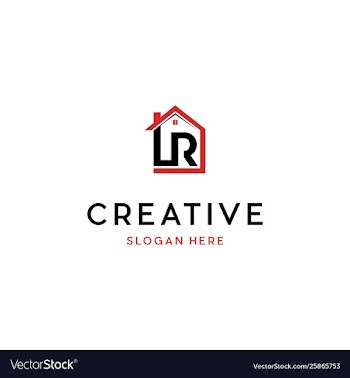 Letter lr and home logo design vector image