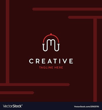Letter m food with background card creative logo vector image