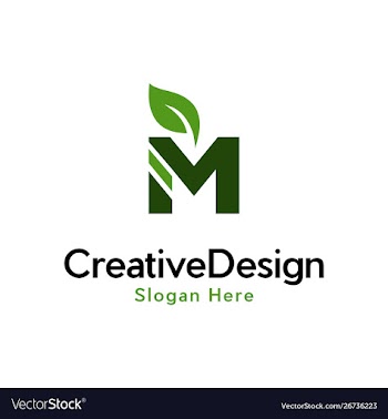 Letter m leaf creative naturally logo vector image