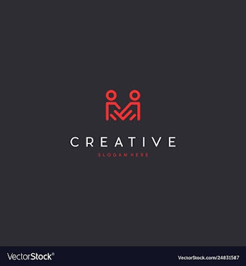 Letter m people creative business logo design vector image