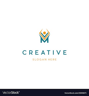 Letter m people creative business logo vector image