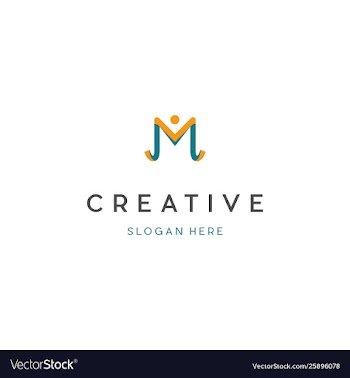 Letter m people creative business logo vector image