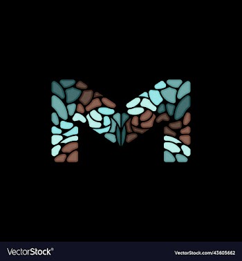 letter m stone mosaic colorful creative logo