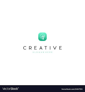 Letter m with fish manta ray creative media logo vector image
