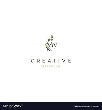 Letter my leaf creative business logo design vector image