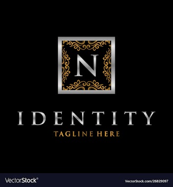 Letter n frame luxury creative business logo vector image