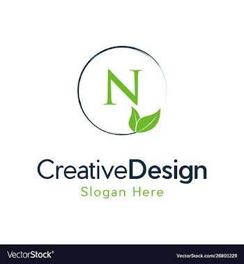 Letter n leaf naturally creative business logo vector image